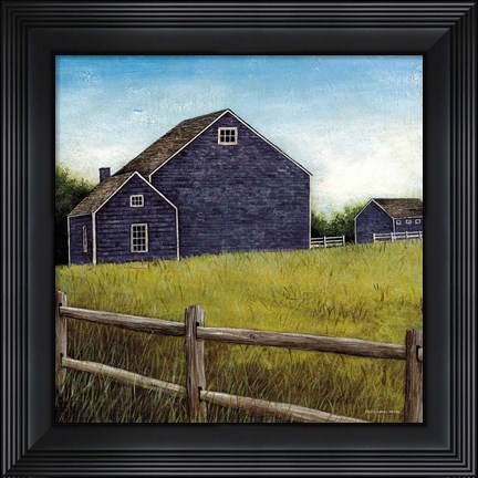 Framed Weathered Barns Navy Print