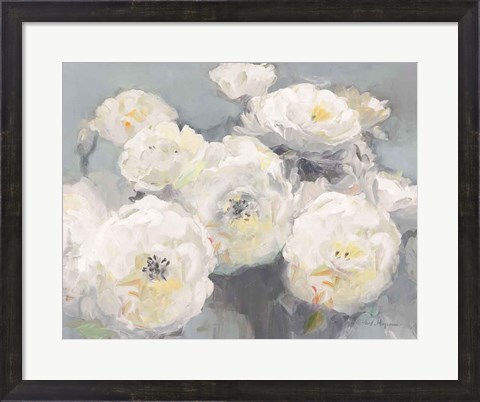 Framed Wild Roses Gray Crop Print