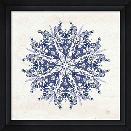 Framed Bohemian Vibes VII Mandala Blue Print