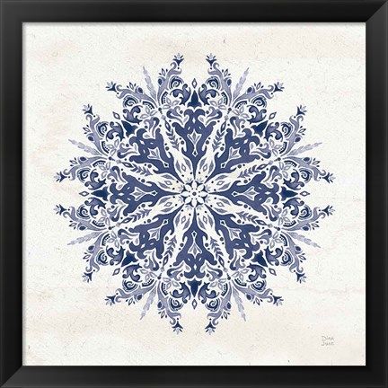 Framed Bohemian Vibes VII Mandala Blue Print