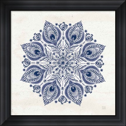 Framed Bohemian Vibes VI Mandala Blue Print