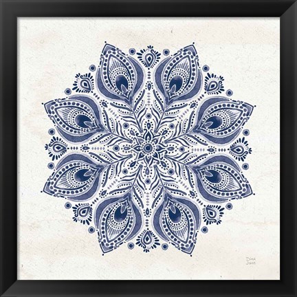 Framed Bohemian Vibes VI Mandala Blue Print