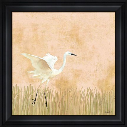 Framed Egret Alighting I Print