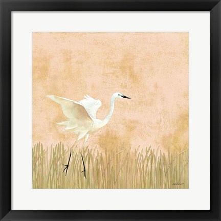 Framed Egret Alighting I Print