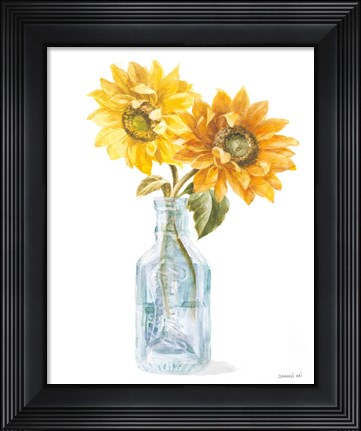 Framed Fresh Cut Sunflowers I Print