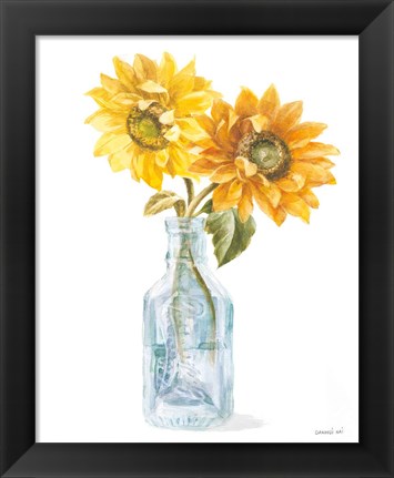 Framed Fresh Cut Sunflowers I Print