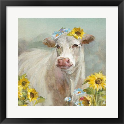 Framed Cow in a Crown Print