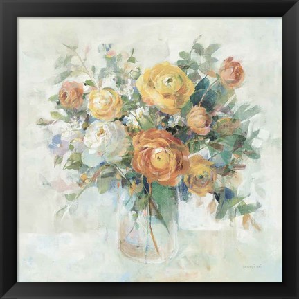 Framed Blooming Splendor I Neutral Print