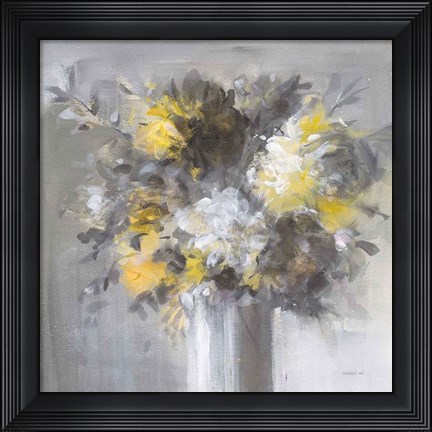 Framed Weekend Bouquet Yellow Gray Print