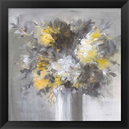 Framed Weekend Bouquet Yellow Gray Print