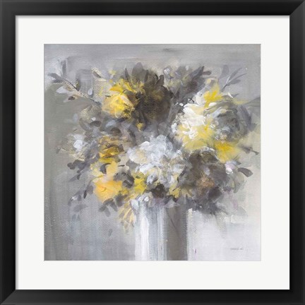 Framed Weekend Bouquet Yellow Gray Print