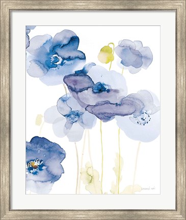 Framed Delicate Poppies II Blue Print