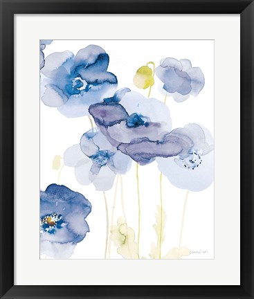 Framed Delicate Poppies II Blue Print