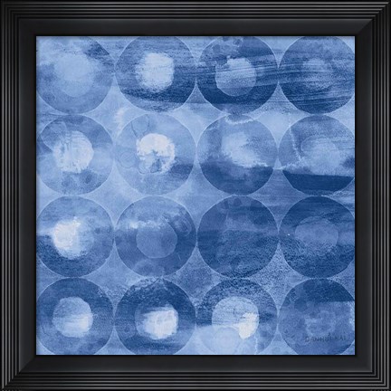 Framed Touching Circles III Navy Print
