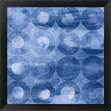 Framed Touching Circles III Navy Print