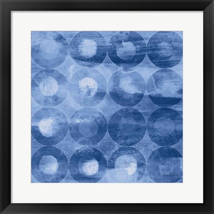 Framed Touching Circles III Navy Print