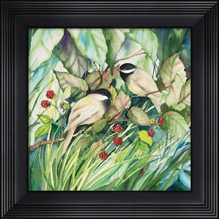Framed Chickadees Sq Print