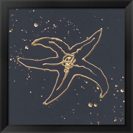 Framed Gold Starfish III Print