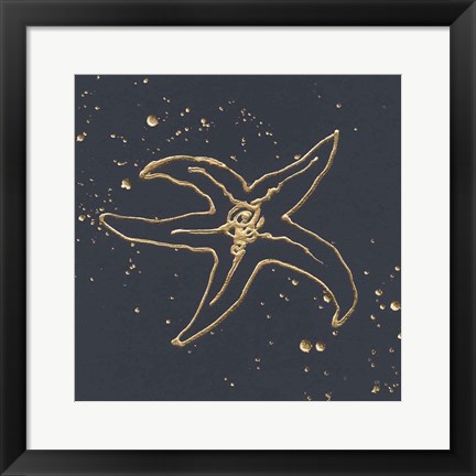 Framed Gold Starfish III Print