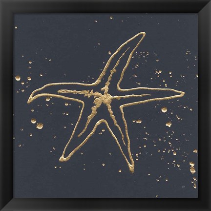 Framed Gold Starfish I Print