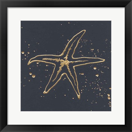 Framed Gold Starfish I Print