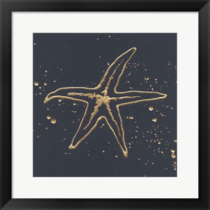 Framed Gold Starfish I Print