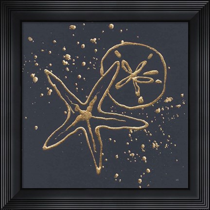 Framed Gold Sand Dollar Starfish Print
