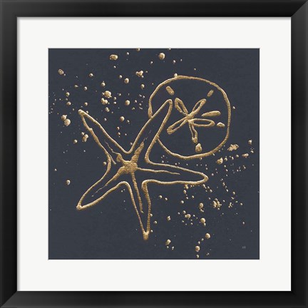 Framed Gold Sand Dollar Starfish Print