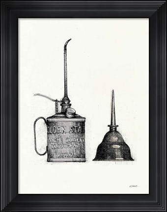 Framed Oil Cans with Color Crop Print