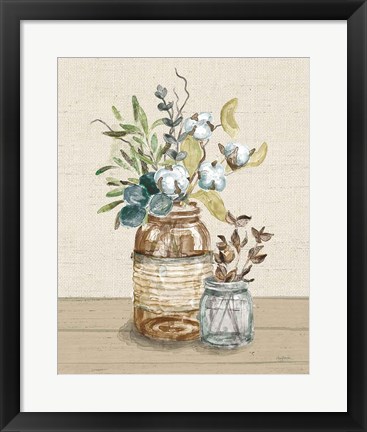 Framed Cotton Bouquet III Cream Print