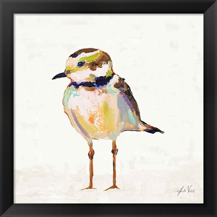 Framed Coastal Plover II Linen Print