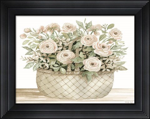 Framed Basket of Ranunculus Print