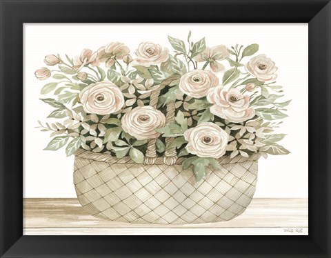 Framed Basket of Ranunculus Print