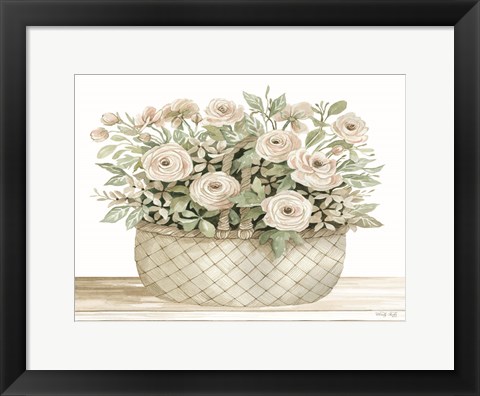 Framed Basket of Ranunculus Print