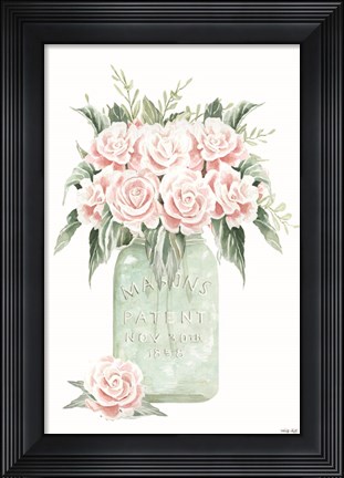 Framed Jar of Roses Print