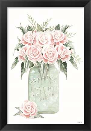 Framed Jar of Roses Print