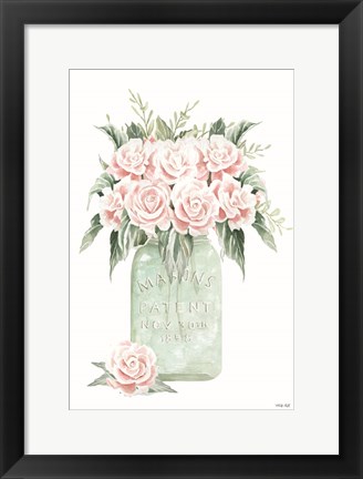 Framed Jar of Roses Print