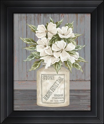 Framed Floral Mason Fruit Jar Print