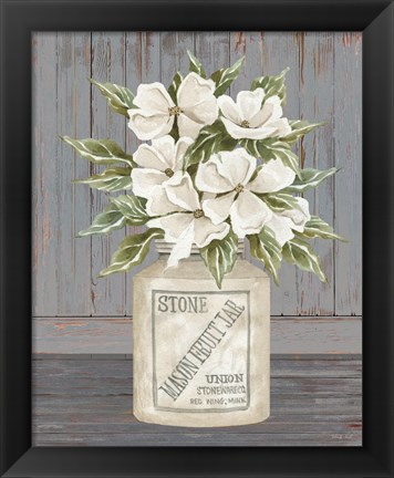 Framed Floral Mason Fruit Jar Print