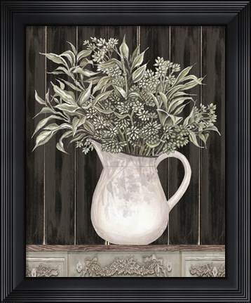 Framed Sage Greenery in a Pitcher Print