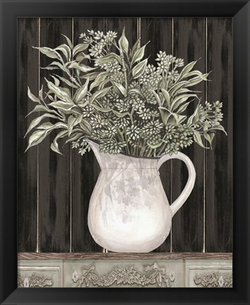 Framed Sage Greenery in a Pitcher Print