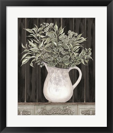 Framed Sage Greenery in a Pitcher Print