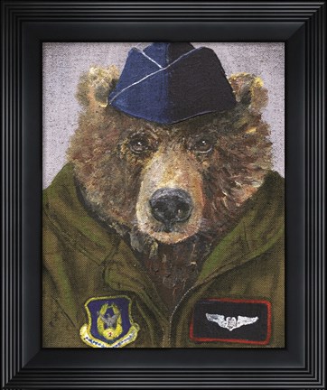 Framed Pilot Bear 2 Print
