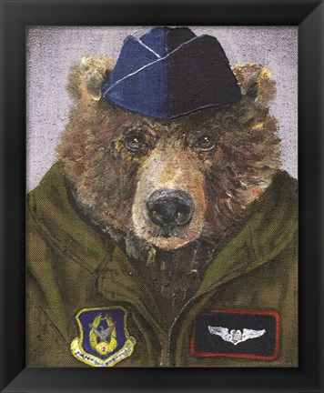 Framed Pilot Bear 2 Print