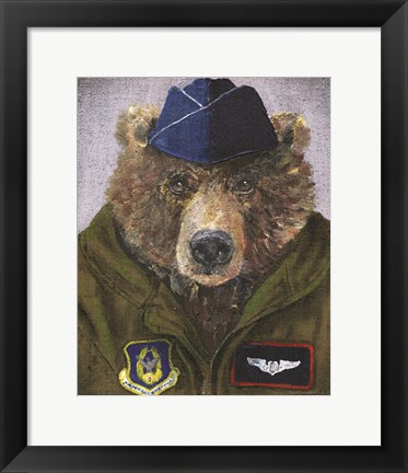 Framed Pilot Bear 2 Print
