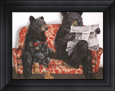 Framed Bear-ly Present Print