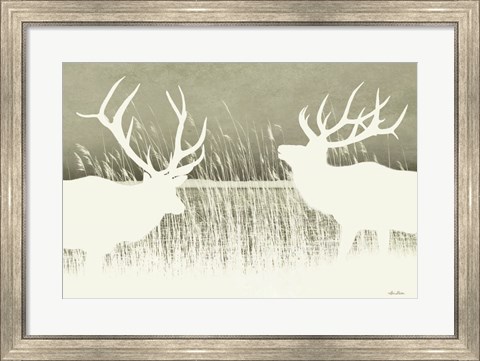 Framed Elk Silhouettes Print