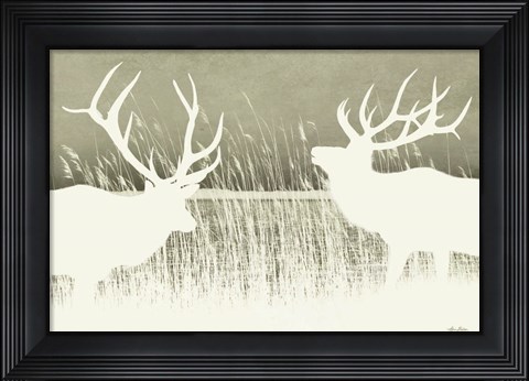 Framed Elk Silhouettes Print