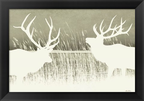 Framed Elk Silhouettes Print