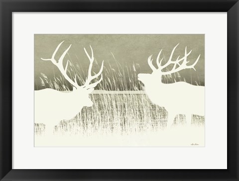 Framed Elk Silhouettes Print